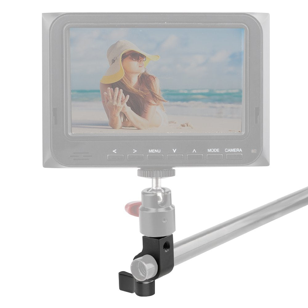 CAMVATE 15mm Single Rod Clamp with Two 1/4"-20 Screw Hole for Camera DSLR Rail System(Black) - 1440