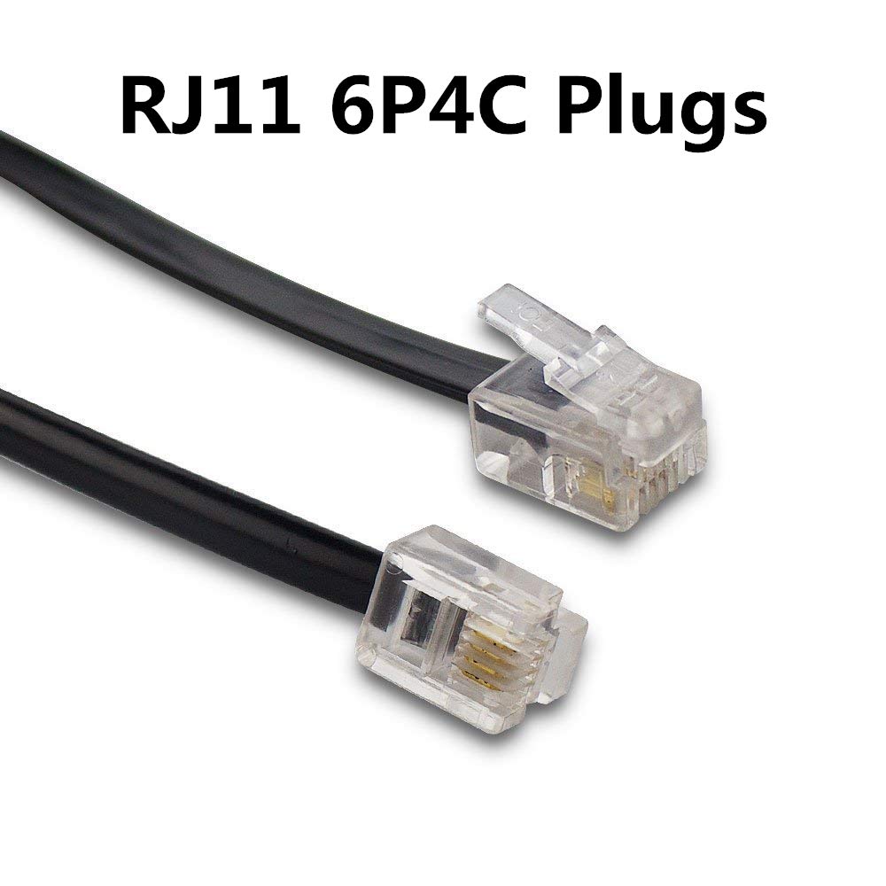 AIMIJIA Phone Cord, 6P4C Black Phone Telephone Extension Cord Cable Line Wire RJ11 6P4C Modular Plug for Landline Telephone Modem Accessory (33ft-1