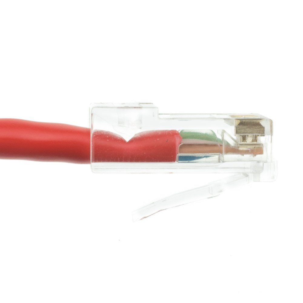 CableWholesale Cat5e UTP Ethernet Cable, Bootless, PoE, 25 ft, Red