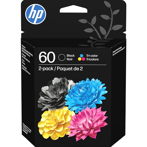 HP 60 Black/Tri-Color Ink Cartridges (2-pk) | DeskJet D1660, D2500, D2600, D5560, F2400, F4200, F4400, F4580, Envy 100, OfficeJet J4500, J4680, 4500