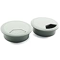 HJ Garden 2pcs 2inch Desk Wire Cord Cable Grommets Hole Cover for Office PC Desk Cable Cord Organizer Plastic Cover Grey