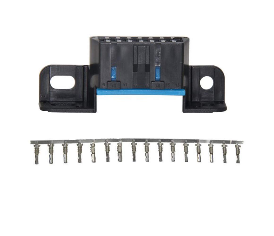 E-Car Connection Universal OBD2 16 Pin Square L Type Car Connection Male/Female Adaptor Plug with Screws (J1962 Female)