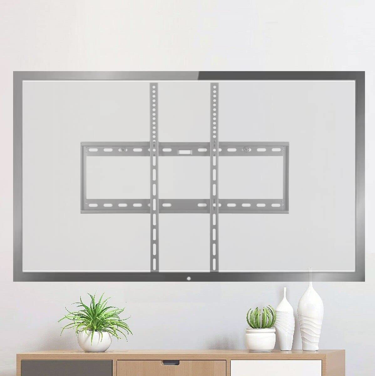 VideoSecu Mounts Ultra Slim Low Profile TV Wall Mount for Most 32 to 75 Inch TV Fit 16" 18" 24" Stud with Loading Capacity 165lbs Max Vesa 600 x 600mm