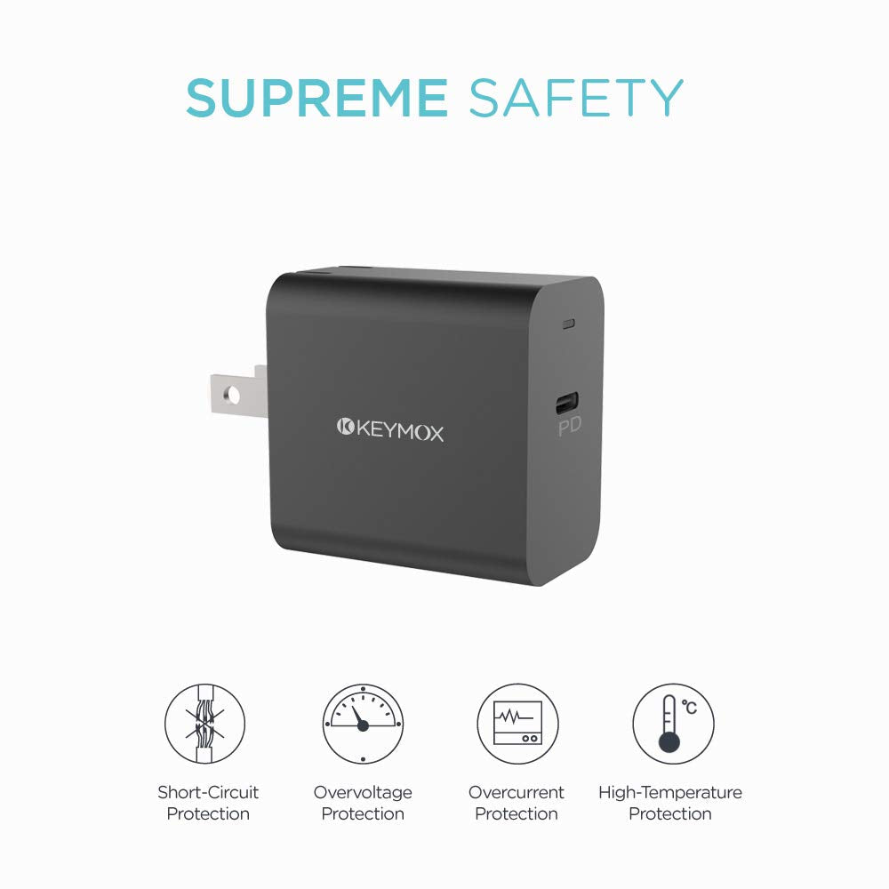 iPhone 12 Charger, Keymox Fast Charger with 18W USB C Power Adapter, Foldable PD Adapter for iPhone 12/12 Mini / 12 Pro Max / 11 / X, iPad Pro, Pixel