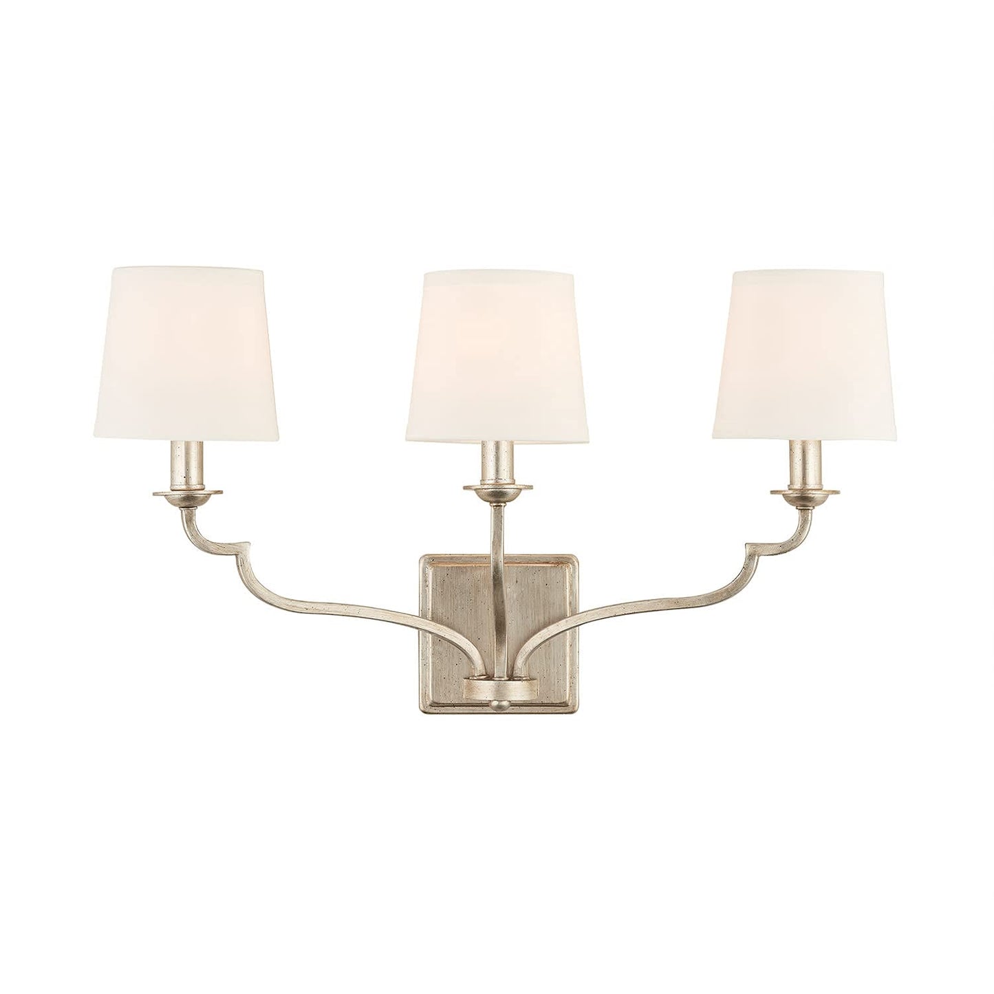 Capital Lighting 138731WG-698 Ophelia White Fabric Bath Vanity Wall Mount, 3-Light 180 Total Watts, 14" H x 25" W, Winter Gold