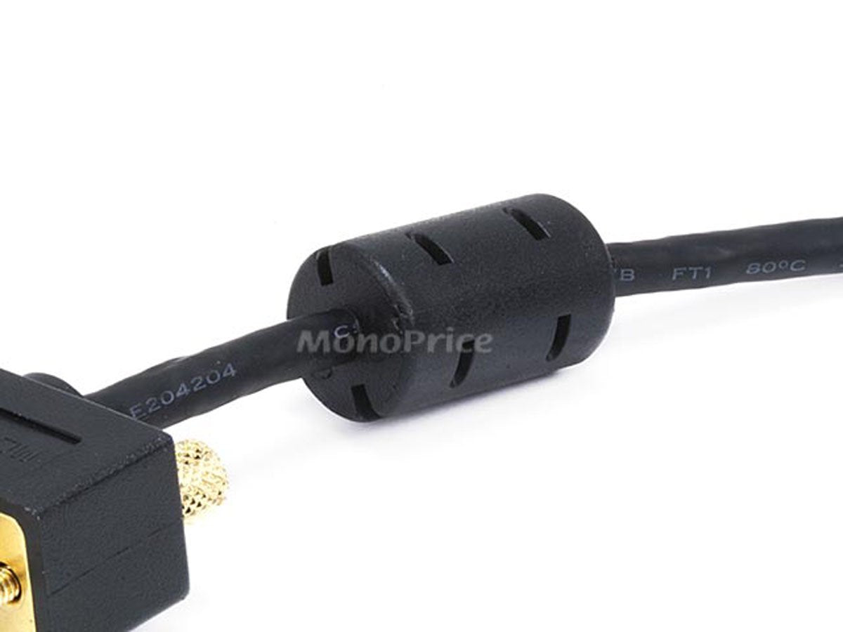 Monoprice Ultra Slim SVGA Super VGA Male to Male Monitor Cable - 35 Feet With Ferrites | 30/32AWG, Gold Plated Connector