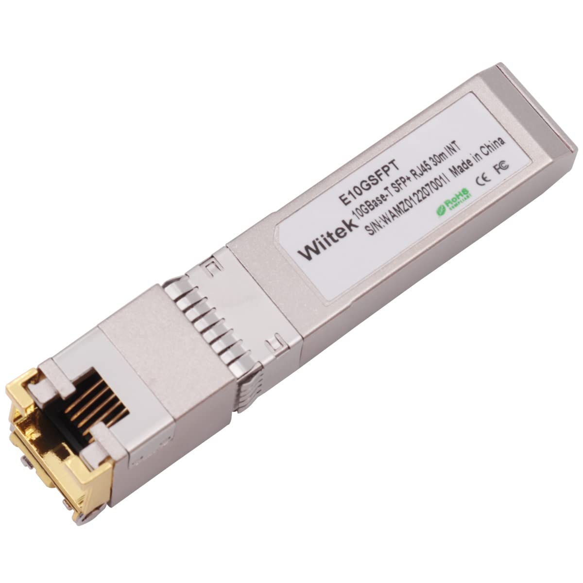 Wiitek 10G SFP+ to RJ45 Copper Modules, 1.25G/2.5G/5G/10GBase-T Ethernet Copper to SFP+ Transceiver Compatible for Intel E10GSFPT(Cat 6a/7 or Better