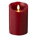 Luminara Flameless Candle: Cinnamon Scented Moving Flame Candle with Timer (5" Red)