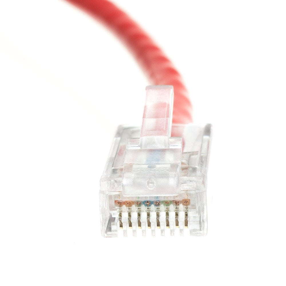 CableWholesale Cat5e UTP Ethernet Cable, Bootless, PoE, 25 ft, Red