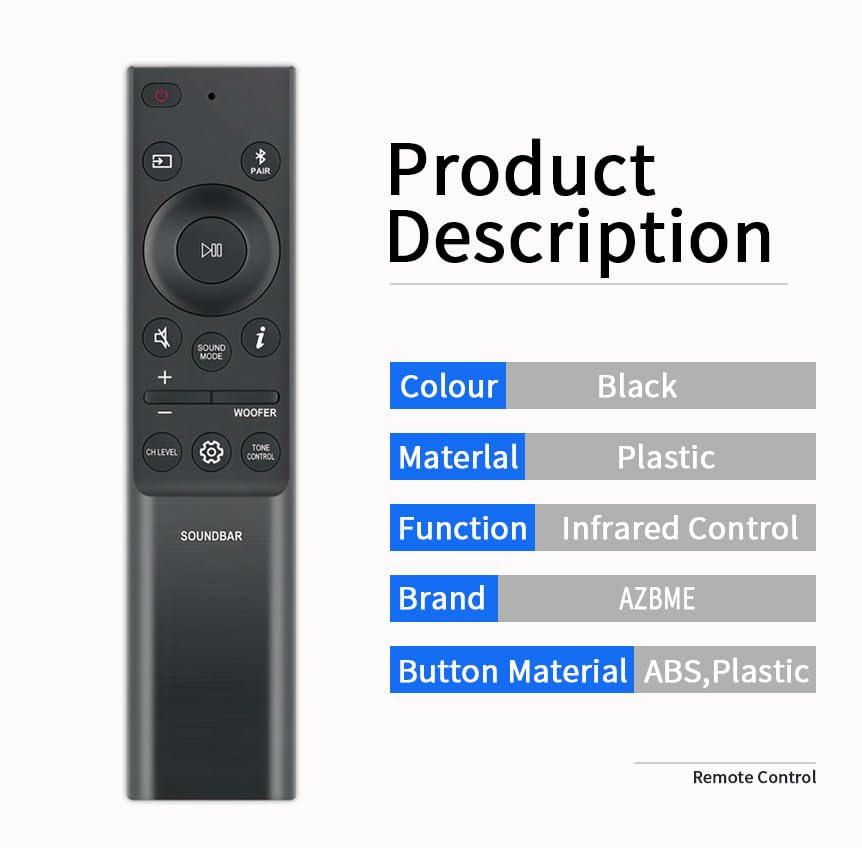 AH81-15047A AH81-15498A AH81-15439A Replacement Remote Control for Samsung Sound bar Speaker HW-B450 HW-B650 HW-B43C HW-B63C HW-B63M HW-B67C HW-B45E