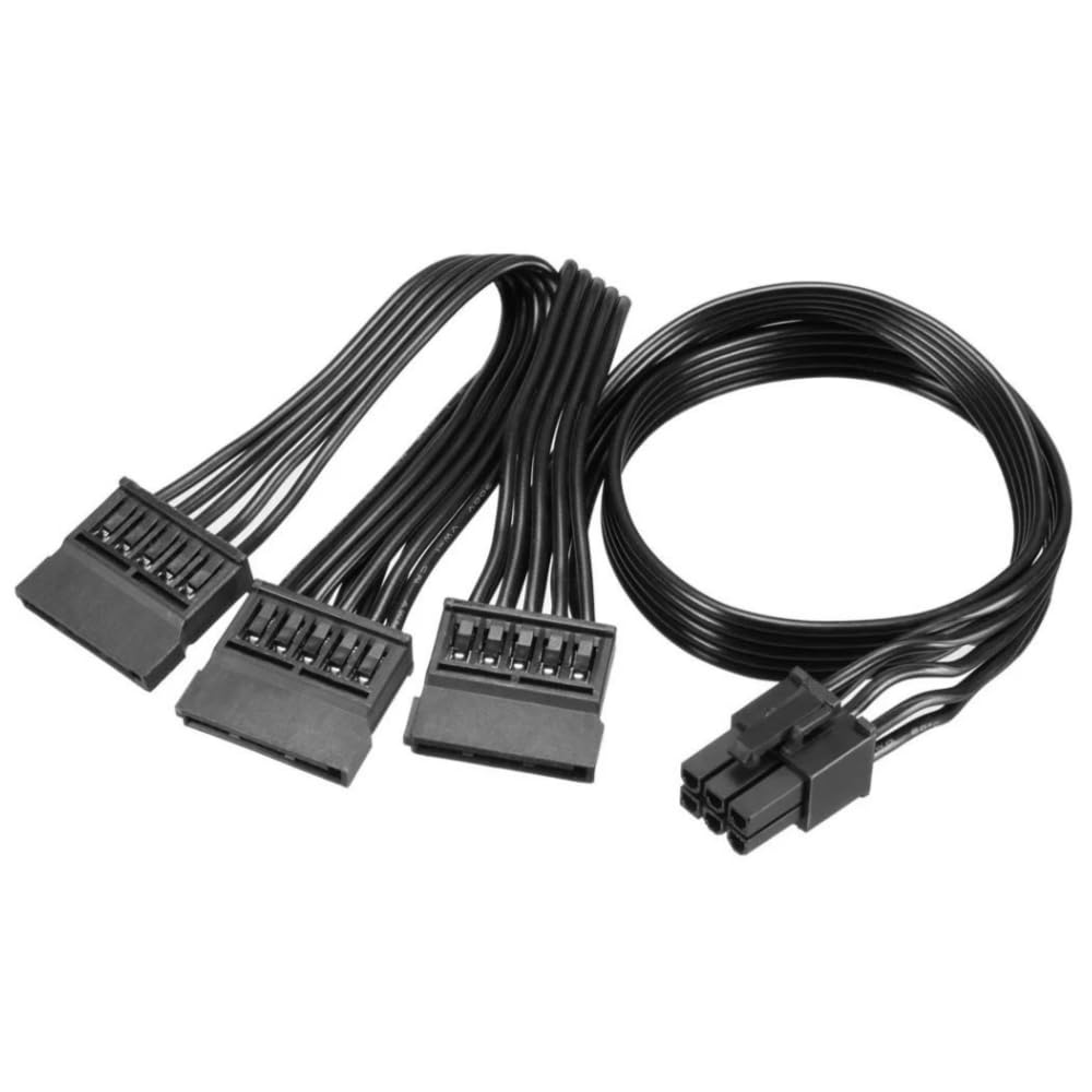 lilila-ree 6 Pin Male to 3X 15 Pin SATA Female Hard Drive Power Adapter Cable for Seasonic Antec Modular Power Supply 20-in