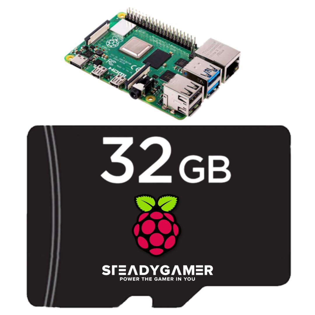 STEADYGAMER - 32GB Raspberry Pi Preloaded Pi OS Micro SD Card | 5, 400, 4, 3B+, 3A+, 3B, 2, Zero | Compatible with All Pi Models | Desktop (32GB)