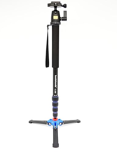 koolehaoda Camera Aluminum Monopod with Three Feet Stand Support Base & K-09 Ballhead for Camera. Extended Max Height: 69-inch.