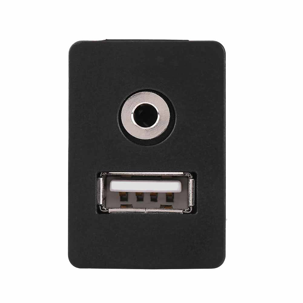 USB and Aux Port for Car, Universal Plastic and Copper 3.5mm Automotive USB Dual Port Panel Mount 3.5mm AUX Cable for Most Cars