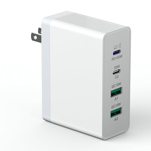 sccvee USB C Charger 140W GaN, 100W Laptop Power Adapter Fast Charger Block, 4-Port Charging Station USB C Power Adapte Compatible with MacBook