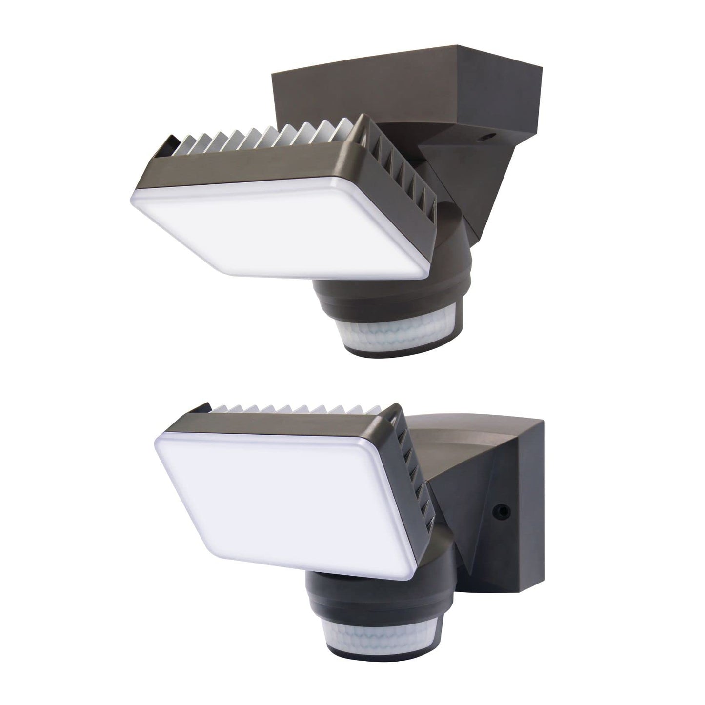 IQ America Motion Security Flood Light 1600 Lumen LED Outdoor Weatherproof Adjustable Sensor Detection Universal Wall Eave or Soffit Universal Mount
