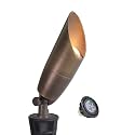 MALORY Solid Brass Landscape Spotlight 1-Pack with Bulb(S06), Low Voltage Front and Backyard Landscape Lighting with Large Rugged Slot Spike & Wire