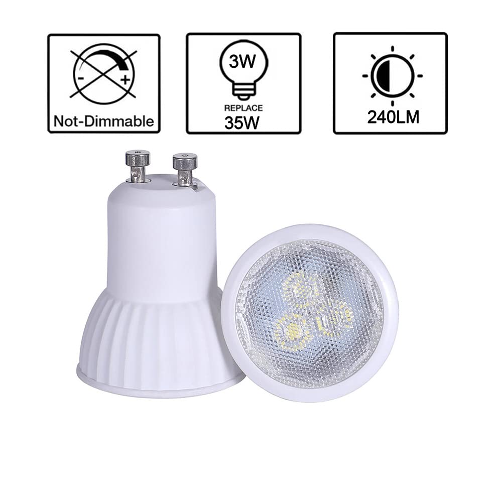 ukzboss MR11 GU10 35mm Mini LED 3W 120V Non-Dimmable 6000K Cool White Spotlight Small Bulb Replace 35W Halogen Bulb Equivalent GU10 LED Spotlight