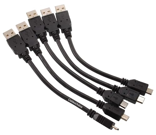 CablesOnline 5-Pack 6 inch USB 2.0 A-Type Male to Micro-B Male Charge & Sync Cable, USB-1500-5