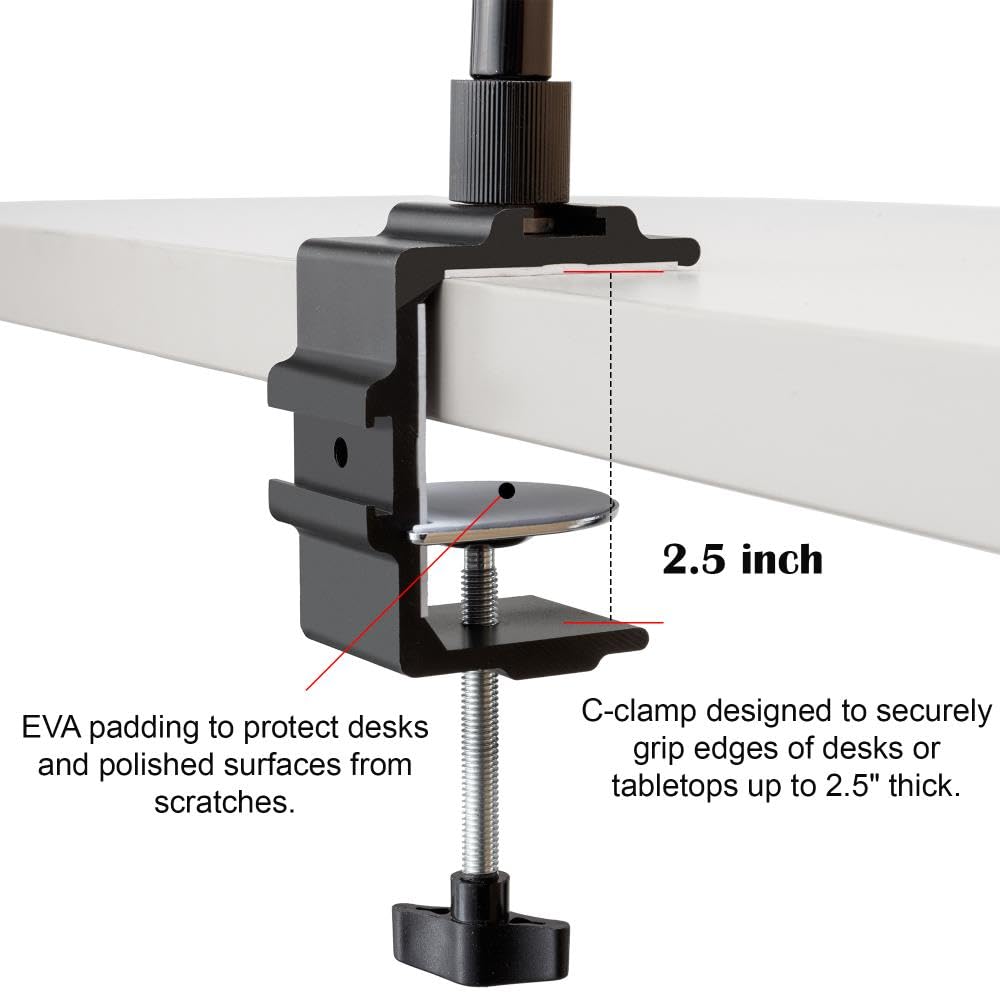 AURAY Microphone Arm Stand Long 20'' Sturdy Gooseneck Mic Stand Adjustable Microphone Arm Stand with Clamp - Flexible Mike Stand Podium Compact Mic