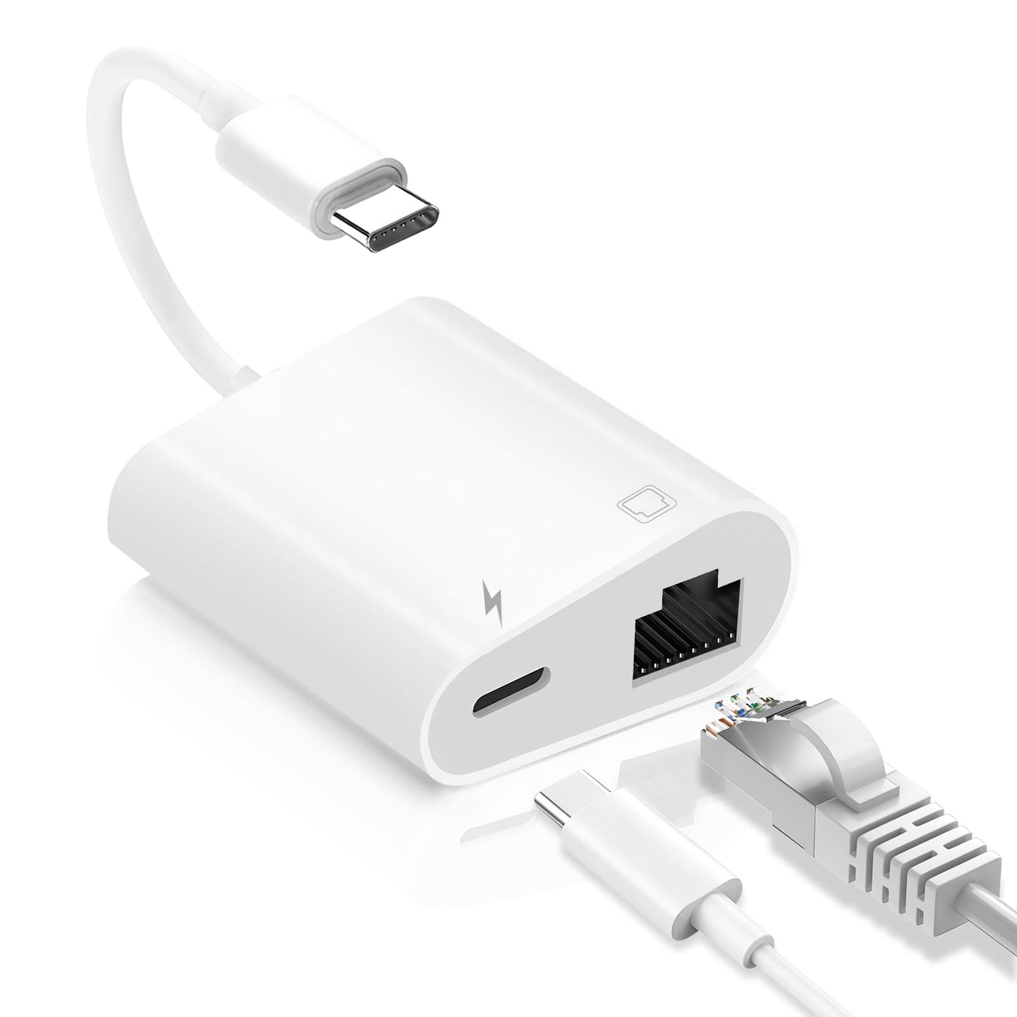 MTIQHS 2 in 1 USBC to RJ45 Ethernet Adapter with Charging Port