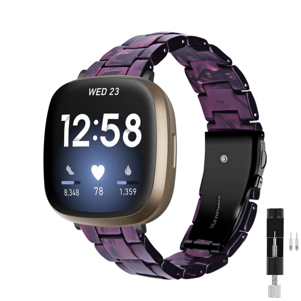 Kabbba Resin Watch Band Compatible with Fitbit Versa 4/Sense 2/Versa 3/Fitbit Sense, Lightweight Adjustable Fashion Bracelet Wristband Replacement