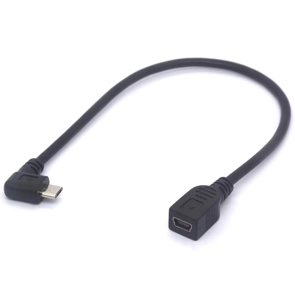 PIIHUSW Right Angle Micro USB to Mini USB Female Cable Extender - 90 Degree B Micro USB Male to Mini Female Connector Adapter for MP3 Camera…