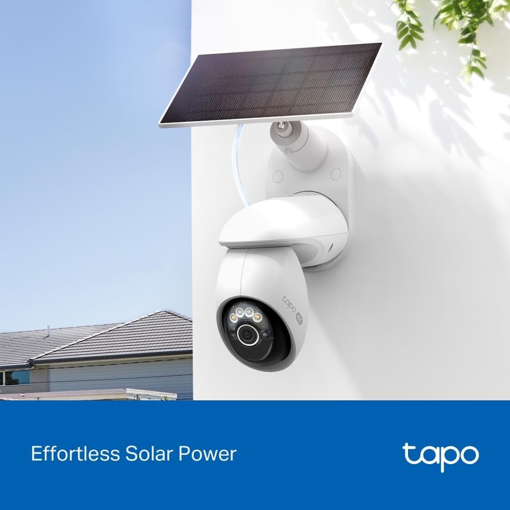 Tapo 4K Outdoor Pan/Tilt Wireless Security Camera - Battery with Solar Charging, 360° Motion Track, 24/7 Capture, Person/Vehicle Detection
