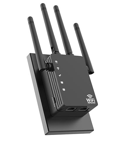WiFi Extender with 4 Antennas 1200Mbps - Dual Band 5GHz/2.4GHz, WiFi Extender Signal Booster with 3 Modes Support, WiFi Repeater with 12880 Sq.ft 105