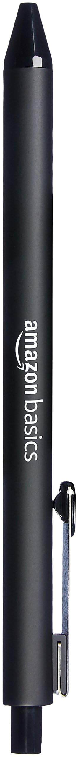 Amazon Basics Retractable Ballpoint Pens with Comfortable Grip for Smooth Writing, Black, Note-Taking, Office and School Supplies, 12-Pack