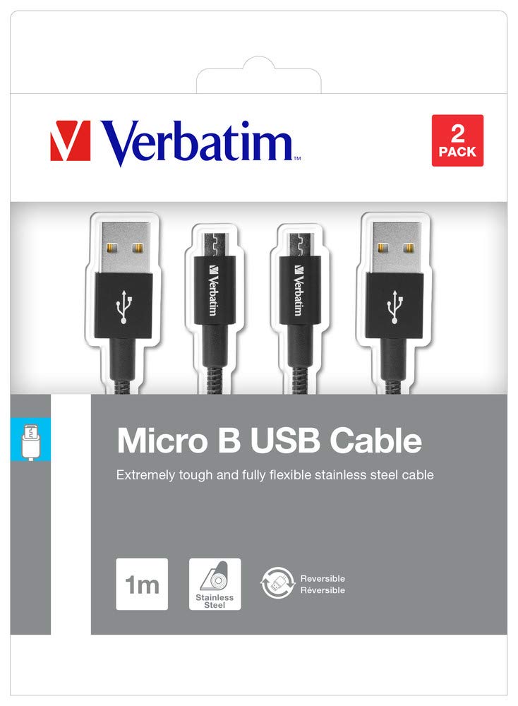 Verbatim Lightning USB Charging Cable, Pack of 2, Black, 2 x 100 cm, Robust Charging Cable with Kink Protection for iPhone Models, Lightning Cable…
