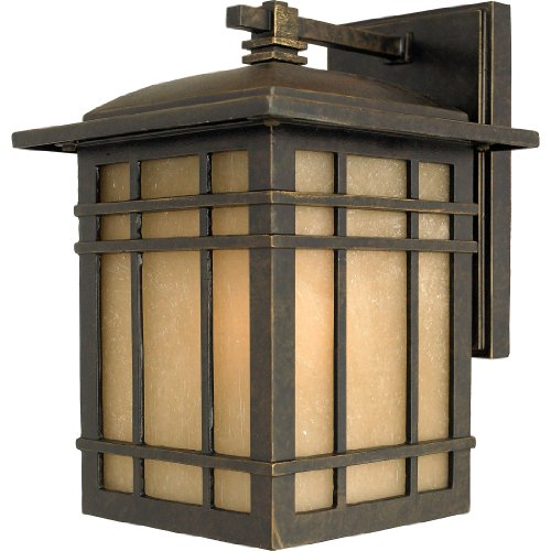 Quoizel Hillcrest 10" Mission-Style Outdoor Wall Sconce, Imperial Bronze with Linen Glass, Arts & Crafts Design, ETL Wet Rated