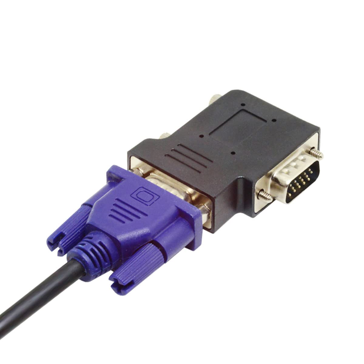 chenyang Vertical Flat Left Angled 90 Degree VGA SVGA Male to Female Extension Adapter Black