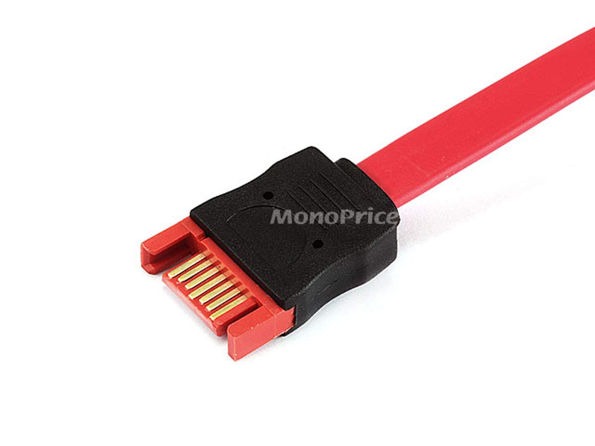 Monoprice SATA Serial ATA Extension Cable - 1.5 Feet - Red | with 7-pin SATA Port Male to Female, 3Gbps Data Transfer