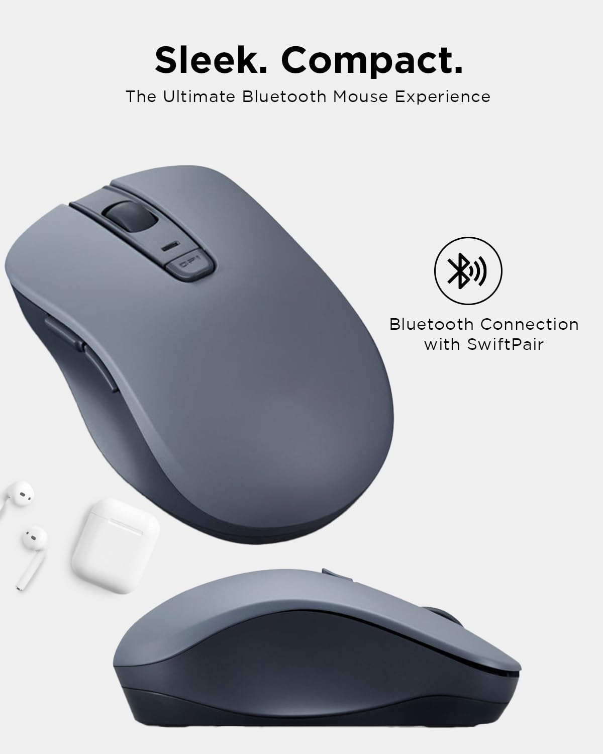 Lenovo Bluetooth Silent Mouse (WL300) - 5 Button Computer Mouse with Silent Left & Right Click - Sculpted Grip, Microsoft Swift Pair, Up to 1600 DPI