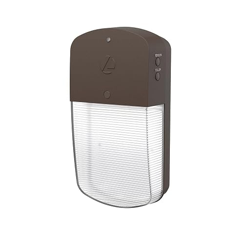 Lithonia Lighting 5.3" Mini LED Wall Pack Outdoor Light Fixture, Outdoor Wall Light with 3-Way Selectable CCT 3000K/4000K/5000K, Dusk to Dawn