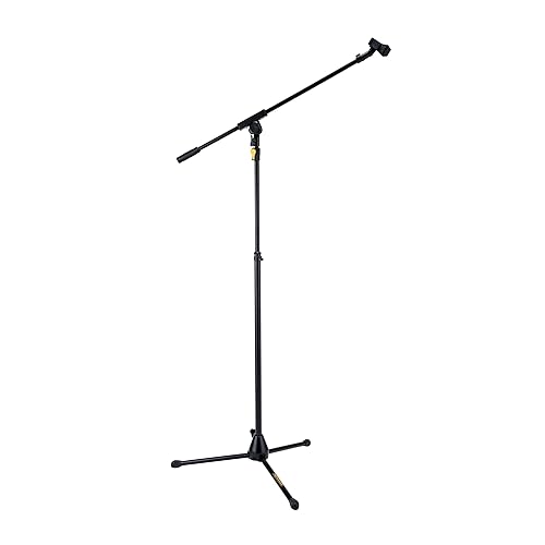 Hercules MS631B PLUS Tripod Microphone Stand with Boom and Mic Clip and EZ Grip Height Adjustment