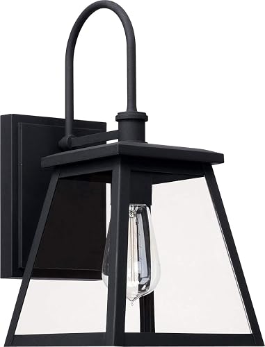 Capital Lighting 926811BK Belmore Clear Glass Outdoor Wall Sconce, 1-Light 100 Watt, 15" H x 8" W, Black
