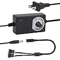 Multi-Functional 12V PC Fan Speed Controller,Fan Power Supply,100-240V AC to 3-12V DC 24W Adjustable PC Fan Power Adapter,with Fan Splitter Cable,DC
