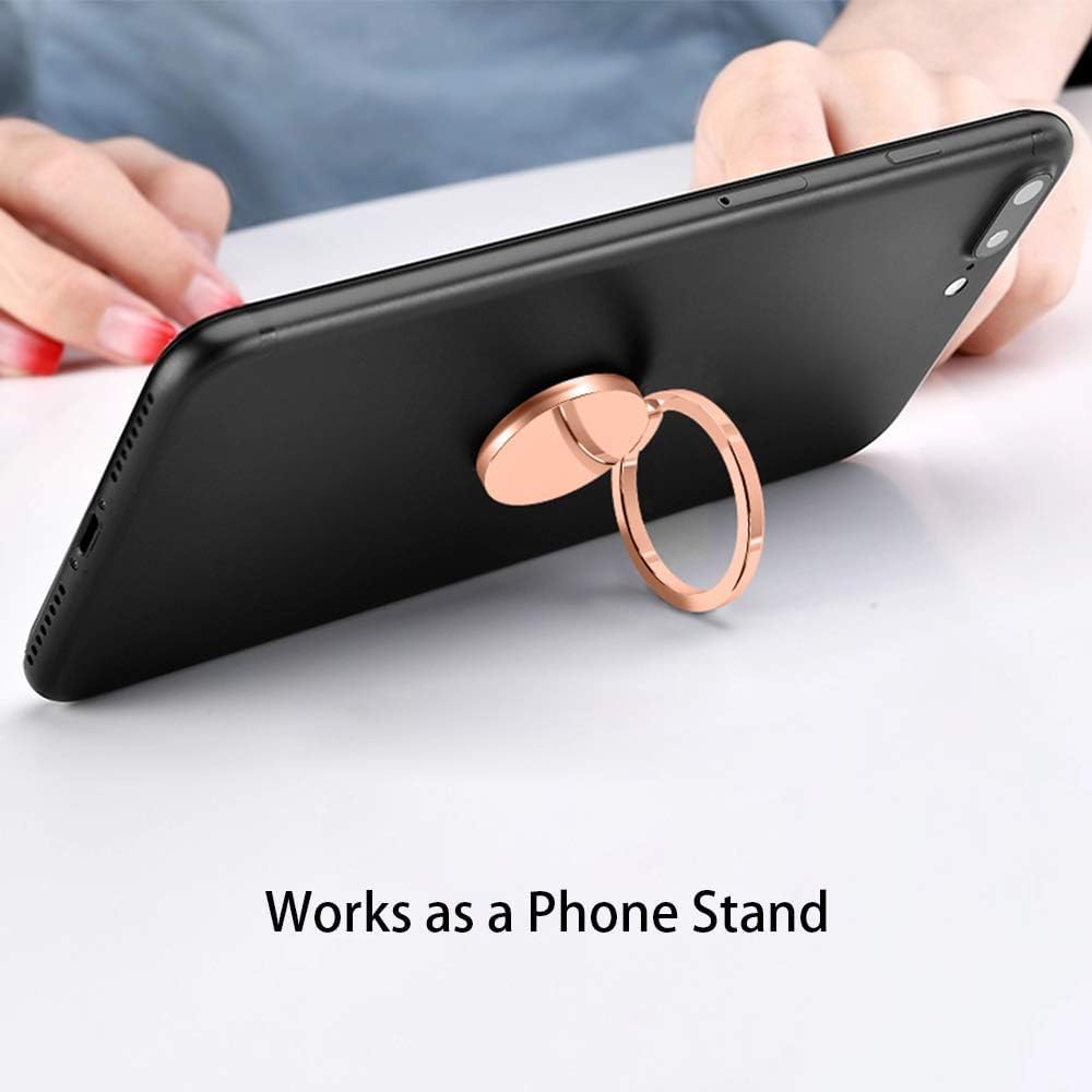 Ultra Slim Phone Ring Holder, Tomorotec Thin Cell Phone Ring Stand for Magnetic Car Mount with Black Car Mount Hook - for iPhone X XR XS 8 7 Plus 6S 6