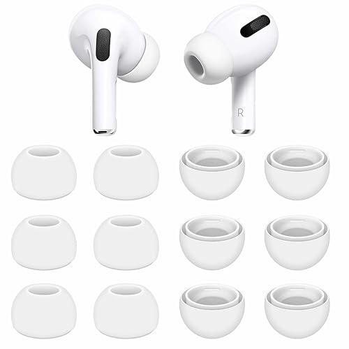 6 Pairs Compatible with AirPods Pro Ear Tips - Small Size Replacement Silicone Rubber Eartips Earbuds Gel Cover Accessories - Small White
