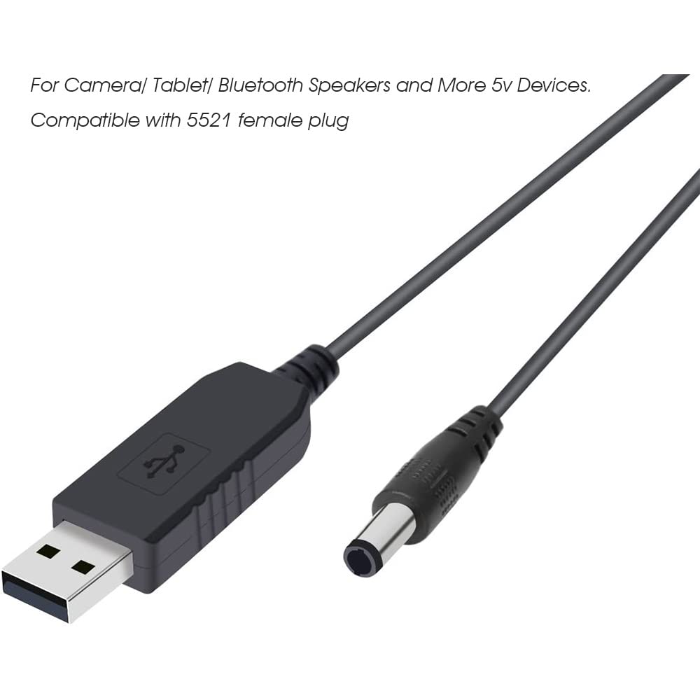 KSOPUERT USB 5V to DC (5.5x2.5mm) 12V Converter Step Up Voltage Converter Power Cable,3.3Ft(1m),for Camera/Tablet Speakers and More 5v…