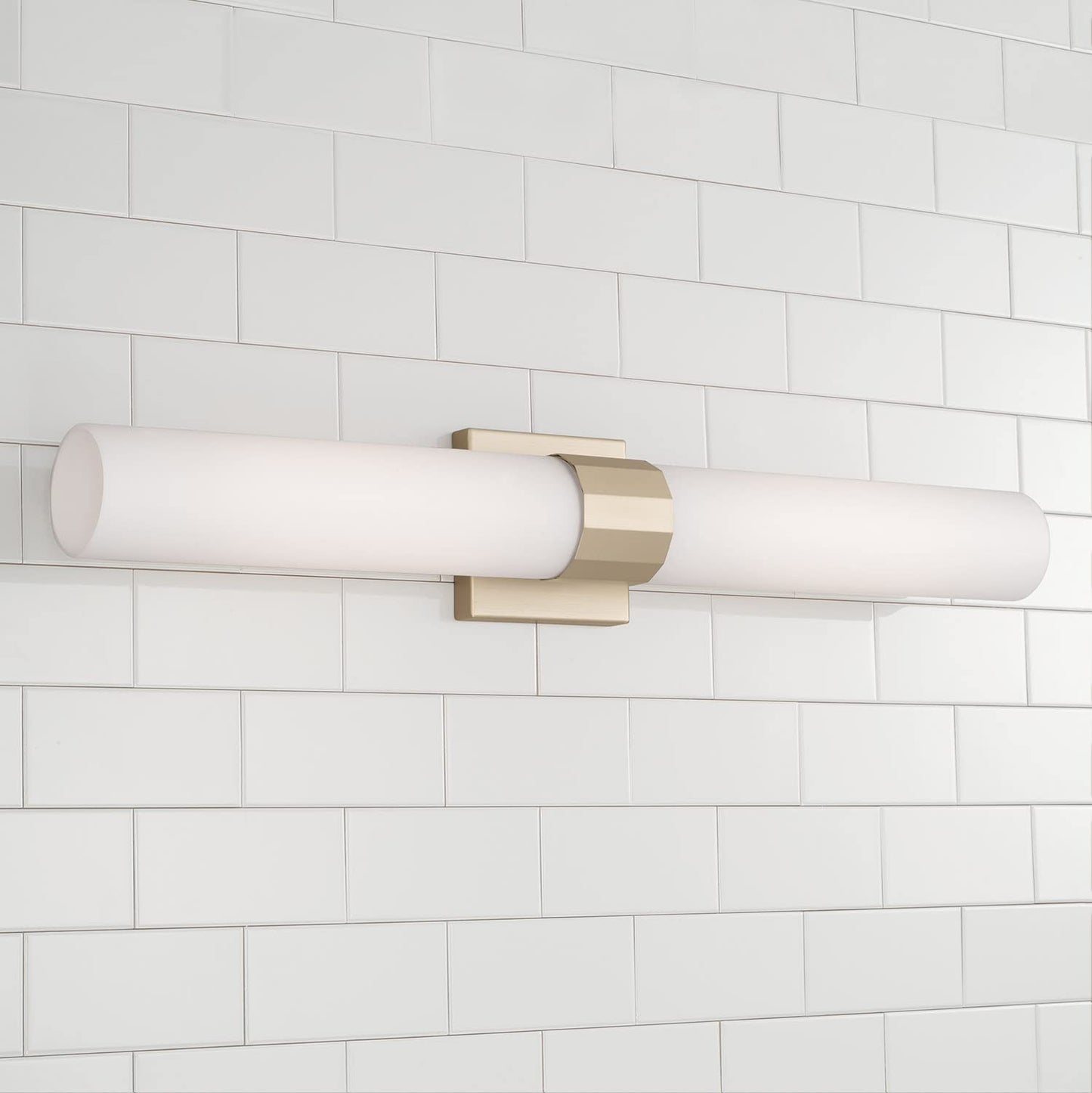 Capital Lighting 646221SF Sutton Transitional Minimalistic Soft White Glass Wall Sconce Bath Vanity Bar, 2-Light 200 Total Watts, 29" H x 5" W, Soft