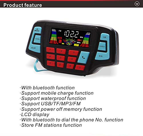 XYC 3" Motorcycle Weatherproof Bluetooth Wireless Speaker MP3 Music Player Sound Audio Stereo Amplifier System ATV UTV USB 2.0, Micro SD, FM Radio