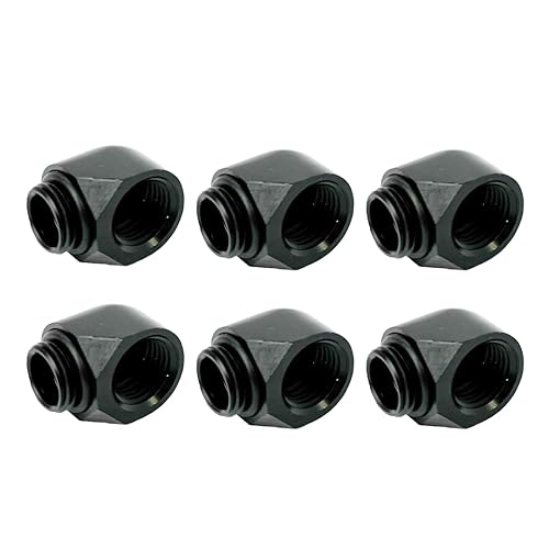dracaena.io 6-Pack G1/4" Male to Female 90° Angle Elbow Fittings, Brass Water Cooling Connector Adapter for PC Computer Liquid Cooling Loop, Durable