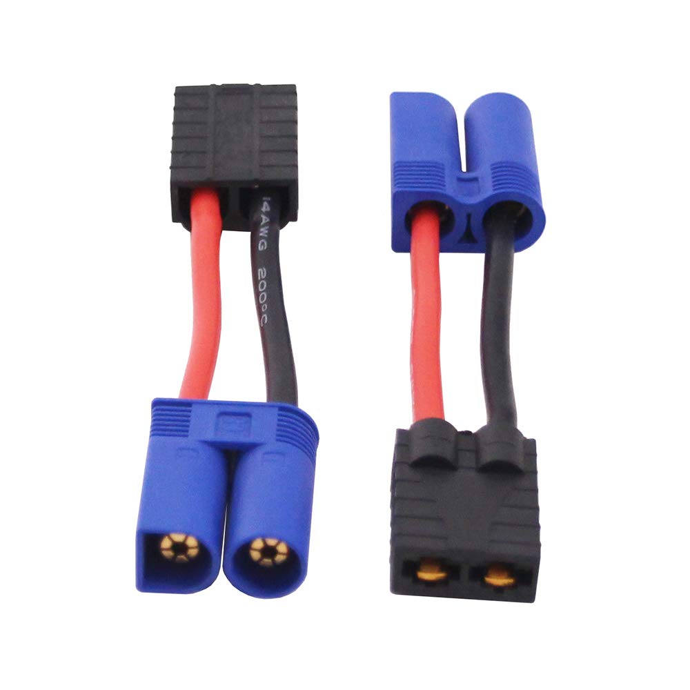 OliRC 2pcs compatible with Traxas Female to EC5 Male Connector Adapter with 14awg 5cm Cable(C112-2)