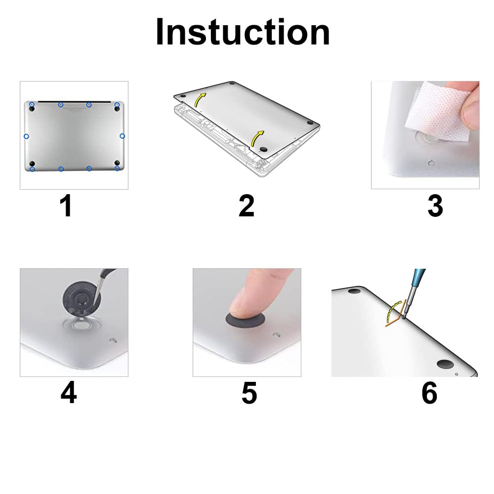 SLAUNT 4 Pack Rubber Feet and Replacement Bottom Case Screws Screwdriver Kit Set Compatible with Mac Book Pro 13" 15" 17" A1278 A1286 A1297 (Not