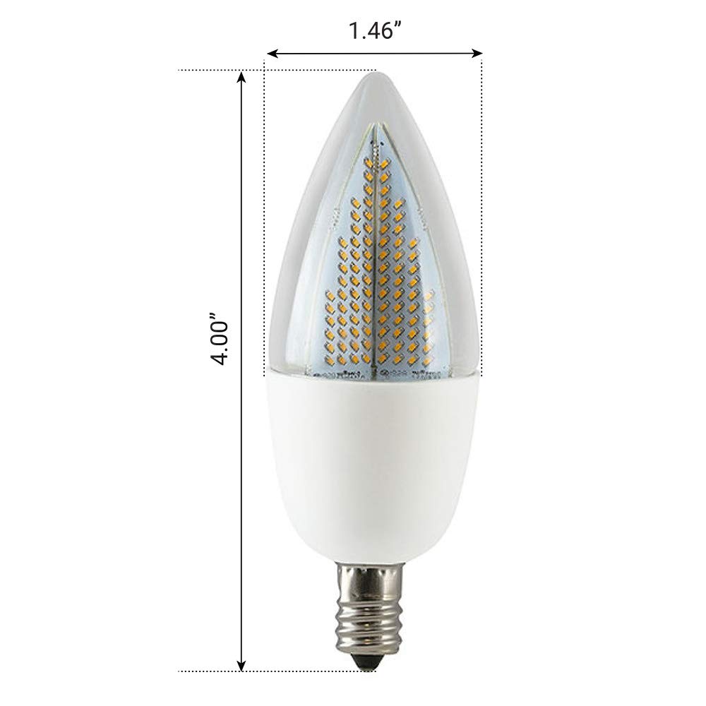 Euri Lighting Flickering Flame Bulb, ECA9.5-2120fc, LED CA9.5 Candelabra, E12, 1W (6W Equal), Warm White 1800K, Non-Dim, 80lm, 120° Angle, White