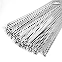 Metal Zip Ties 24 inch Stainless Steel Cable Ties 100 Pack 270 lbs Heavy Duty Self-locking Wire Ties High Temp Zipties Chain Link fence Ties Multi