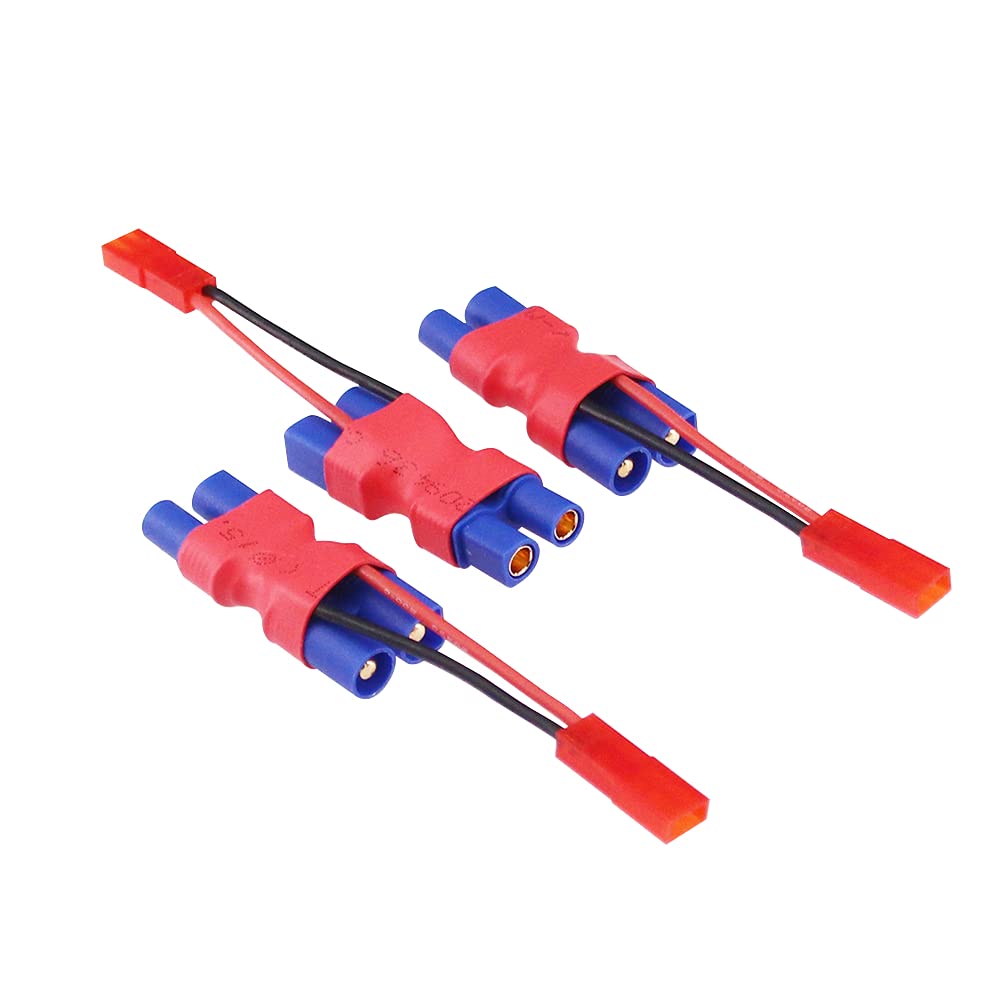 BDHI 3pcs EC3 Male to Female Connector with in-line JST Female 20awg 5cm Cable Parallel Power Adapter for Camera Gimbal(B175-3)